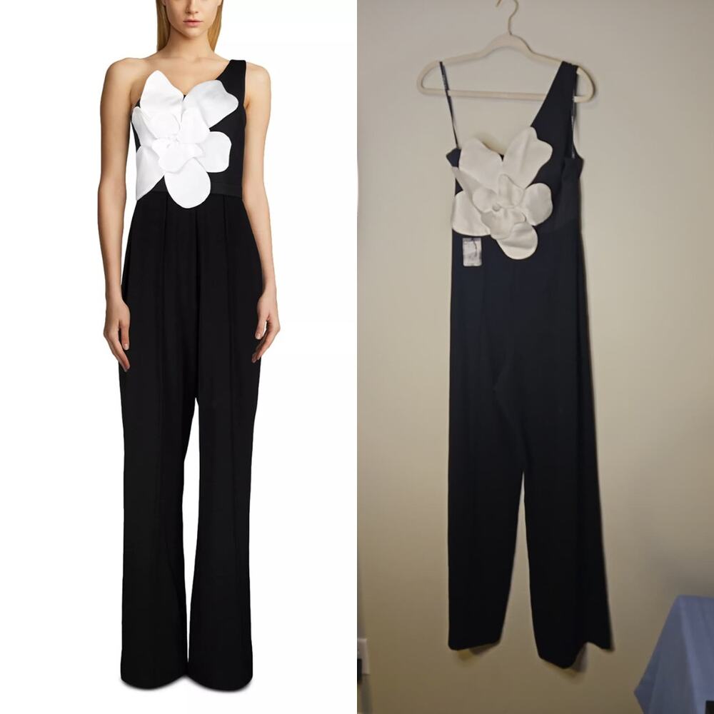 Zac Posen One-Shoulder Floral Motif Jumpsuit - Picture 1 of 5